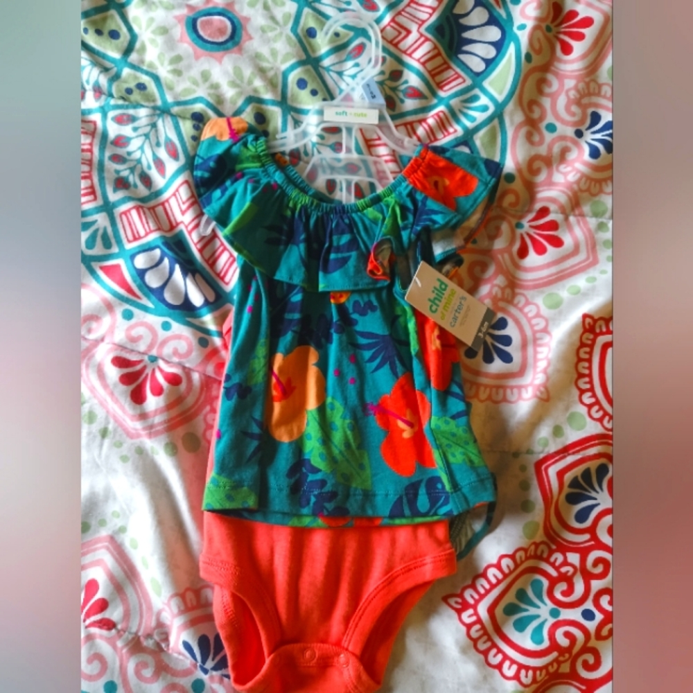 Carter's girls 3 piece floral summer set 3/6 months